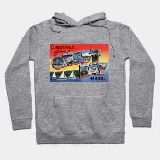 Greetings from Onset Bay Massachusetts, Vintage Large Letter Postcard Hoodie